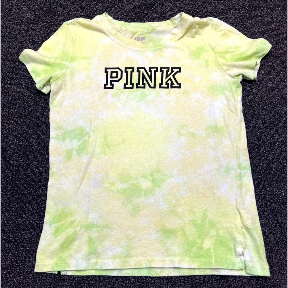 Victoria's Secret Pink T Shirt Womens XS Multicolor Cotton Tie Dye Side Slit